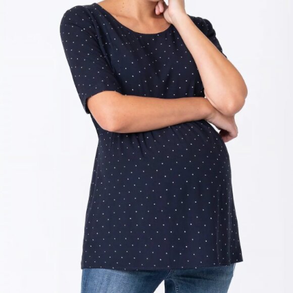 NWOT Seraphine Navy Blue Dot Maternity Nursing Top - size 4 - Picture 4 of 8